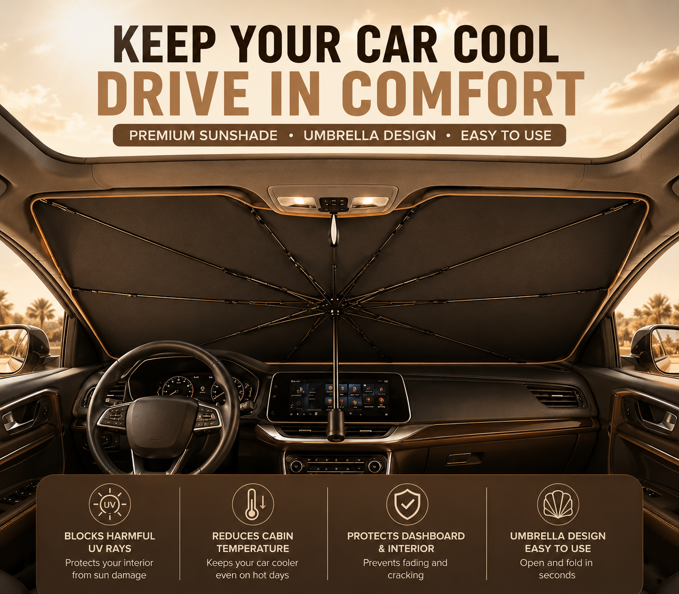 Car Windshield Sunshade Foldable Front Window Cover